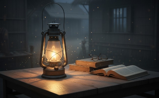 Hình kỹ niêm ngọn đèn ông Hai